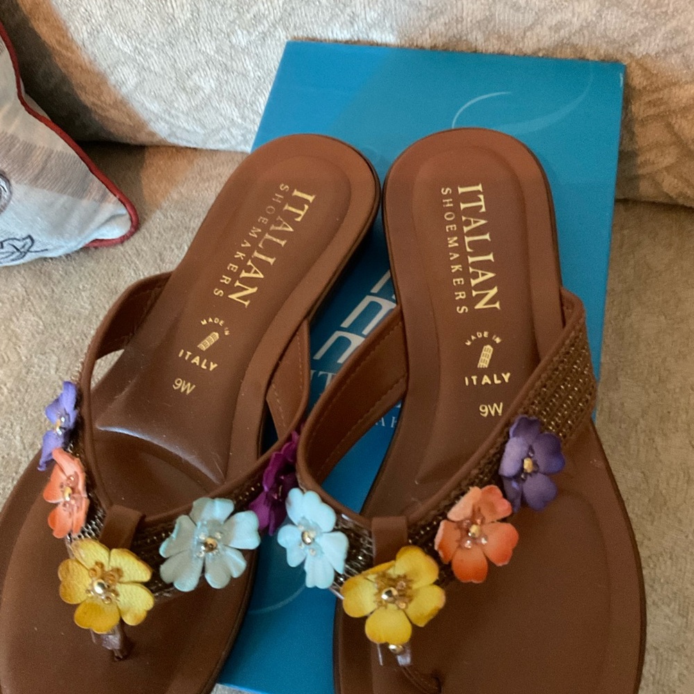 Italian Shoemakers Floral Sandals - Brown and Multicolor - Picture 4 of 6